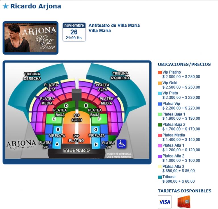 Arjona en Villa María: mañana comienza la venta de entradas