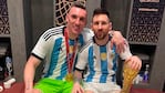 Armani y Messi, con la satisfacción del deber cumplido.