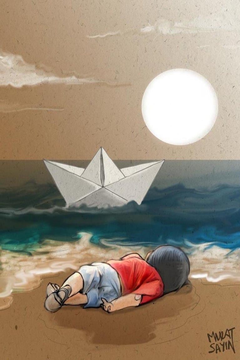 Arte que duele: dibujantes lloraron al "niño de la playa"