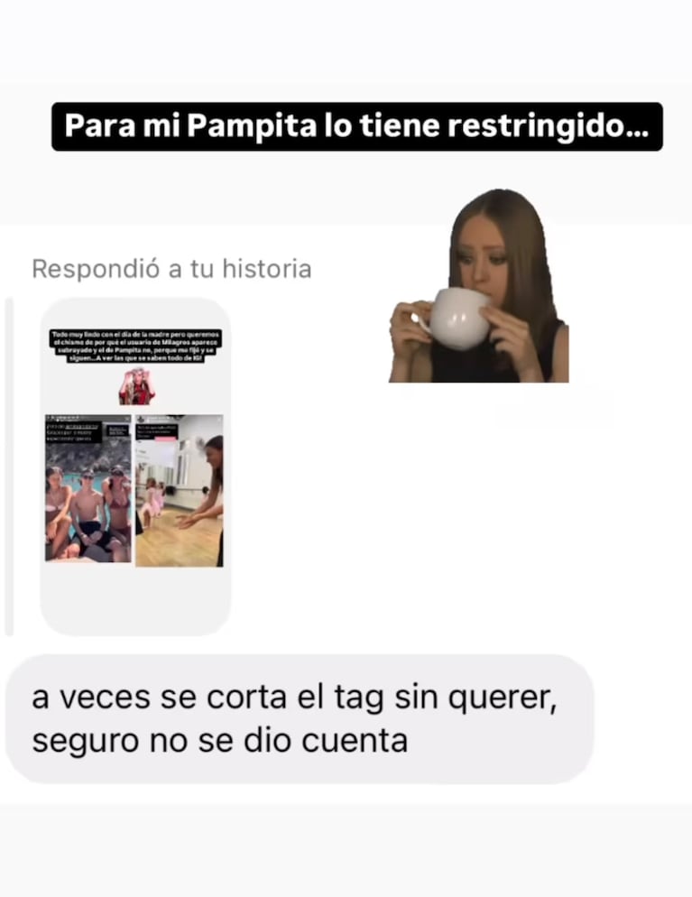 Aseguran que Pampita habría restringido a García Moritán de sus redes. (Foto: captura Instagram @gossipeame) 