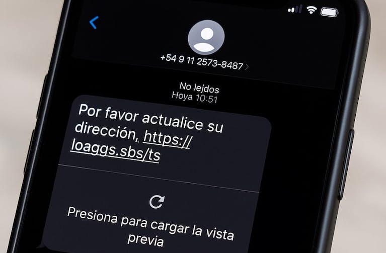 Así es el mensaje que llega con el intento de estafa.