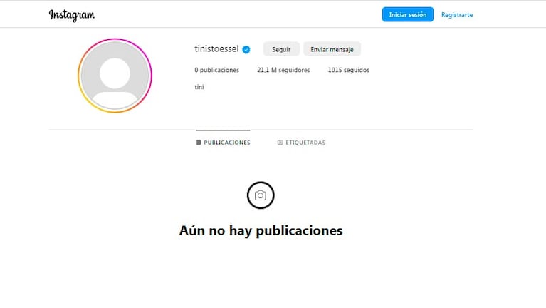 Así está el feed de la cuenta de Instagram de Tini Stoessel.