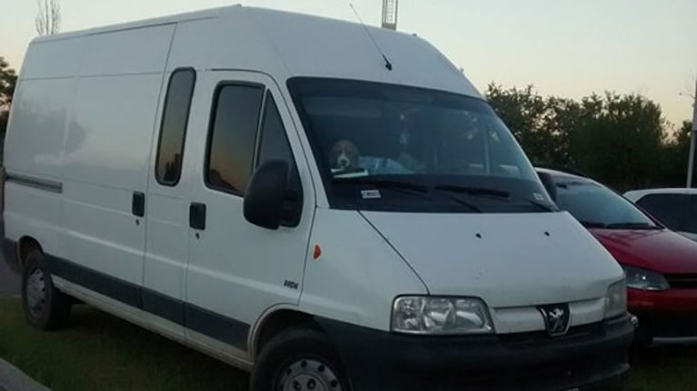 Así estaba el perro encerrado en la camioneta.