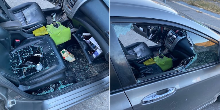Así le dejaron el auto al cordobés en el puente De La Sota.