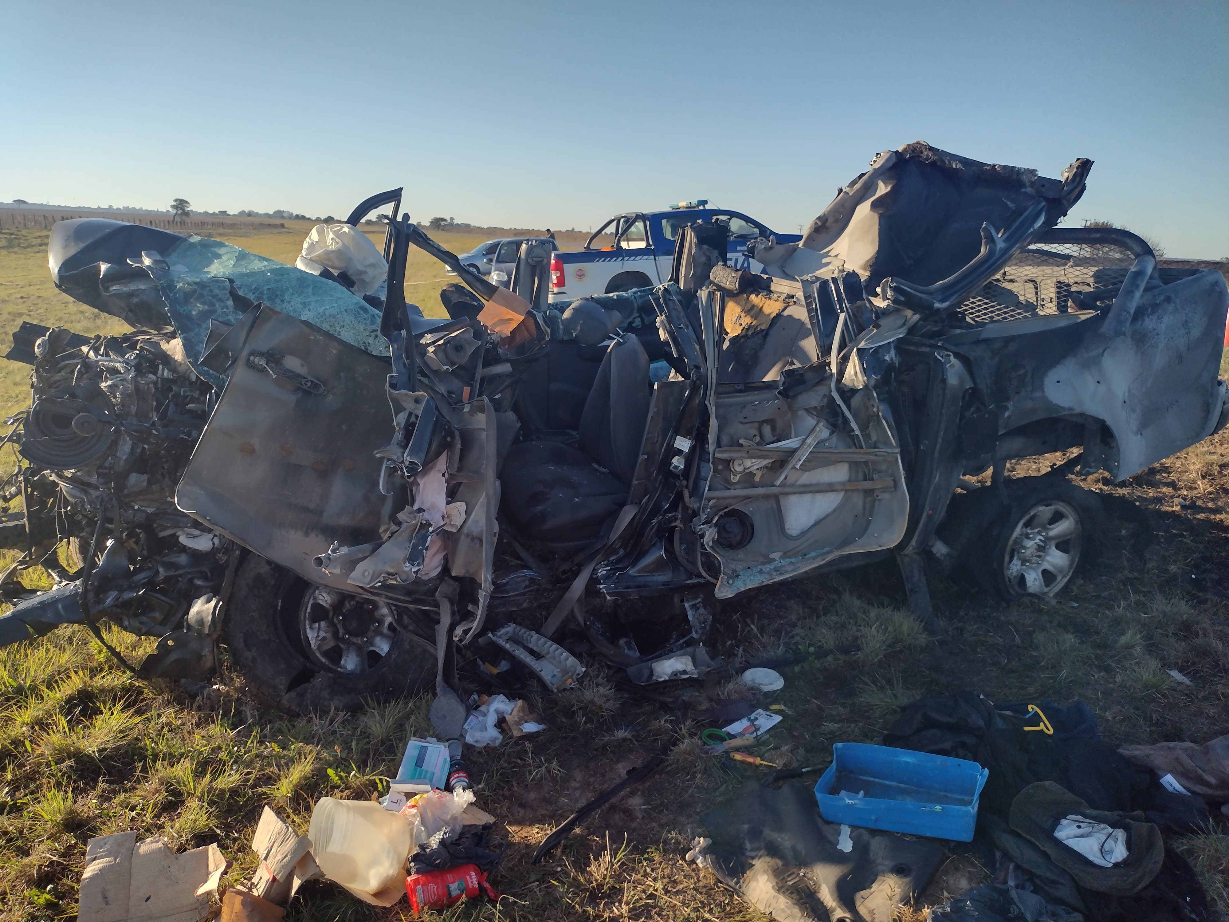 Así quedaron los vehículos del choque fatal en la ruta s-253. Foto: Pablo Olivarez/El Doce.