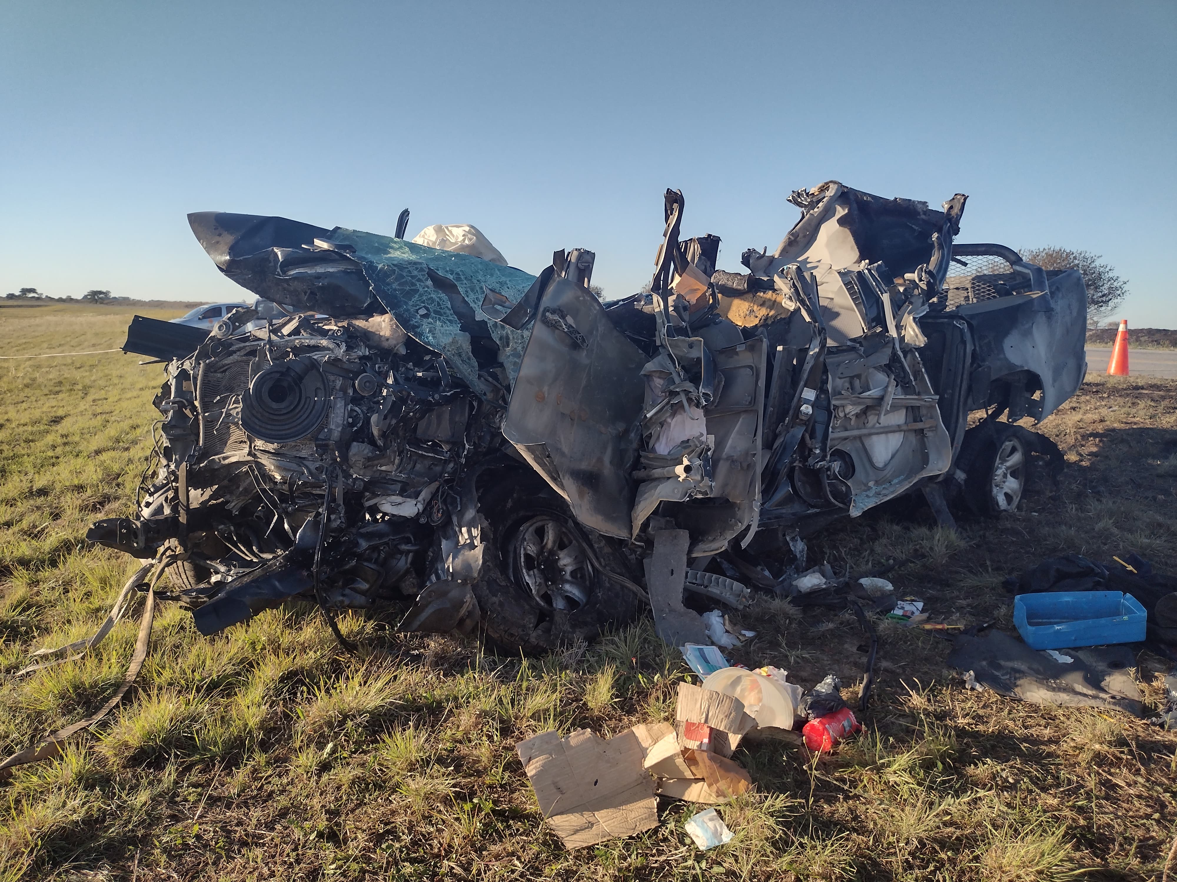 Así quedaron los vehículos del choque fatal en la ruta s-253. Foto: Pablo Olivarez/El Doce.
