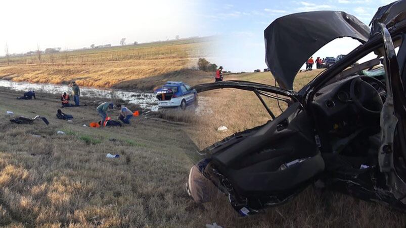 Así quedó el auto y las personas heridas tras el choque.