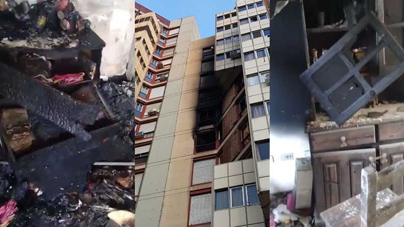 Así quedó el departamento de avenida Colón tras el incendio.