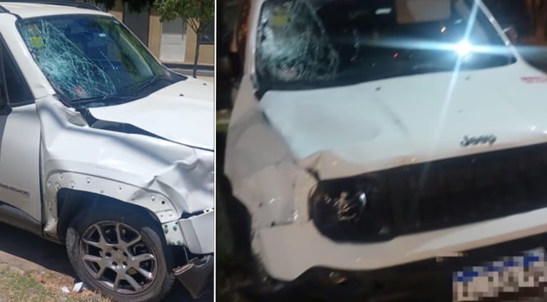 Así quedó la camioneta Jeep Renegade de la conductora.