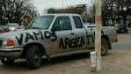 Así quedó la Ford Ranger rayada por su propio dueño. Foto: Somos Balcarce.