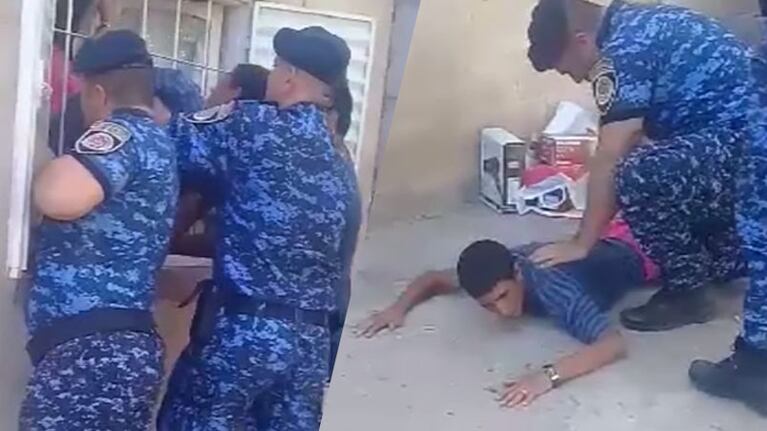 Así sacaban los policías al delincuente.