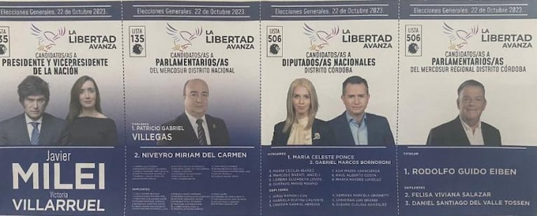 Así serán las cinco boletas para votar en las elecciones presidenciales en Córdoba