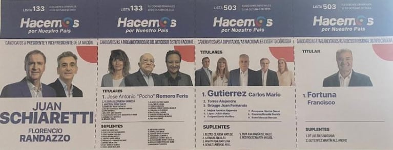 Así serán las cinco boletas para votar en las elecciones presidenciales en Córdoba