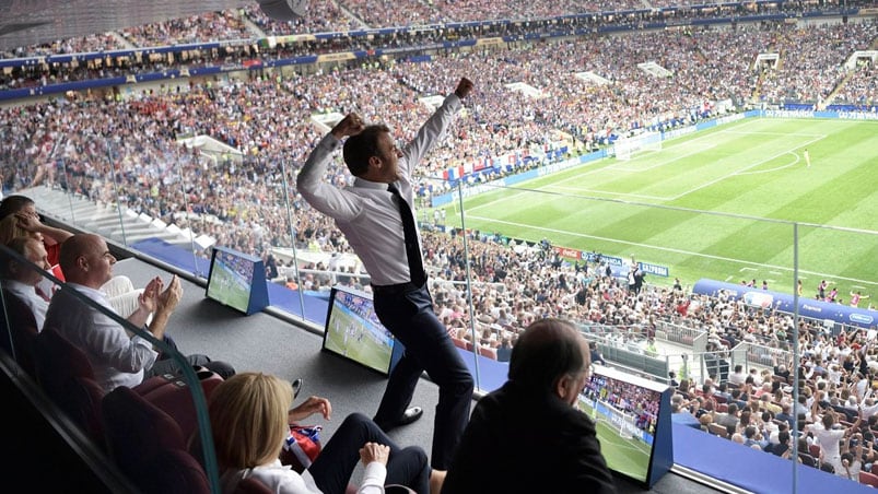 Así vivió el partido el presidente de Francia Macron.