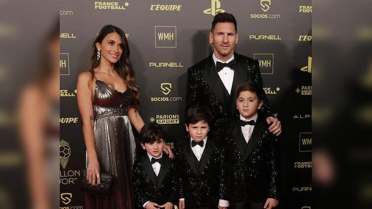 Balón de Oro: la llegada de Messi y el detalle en la vestimenta de sus hijos