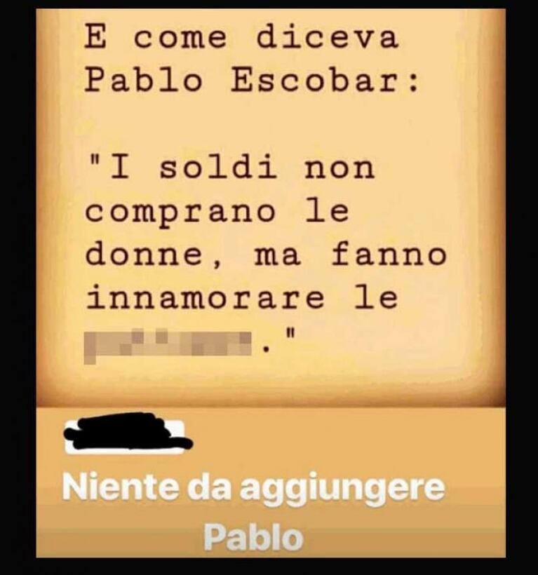 Balotelli insultó a su ex novia con una frase de Pablo Escobar