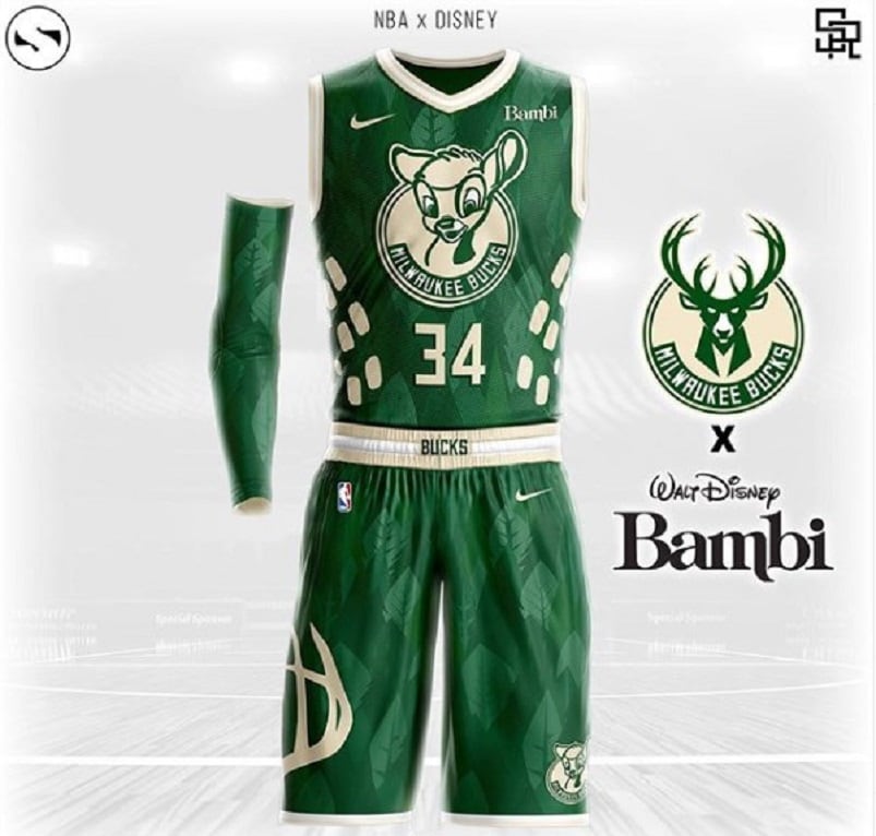 Bambi desplazó al ciervo de la camiseta de Milwaukee Bucks.