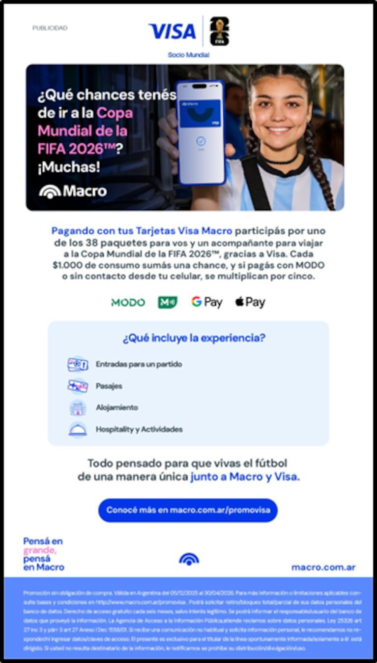 Banco Macro y Visa te llevan a la Copa Mundial FIFA 2026