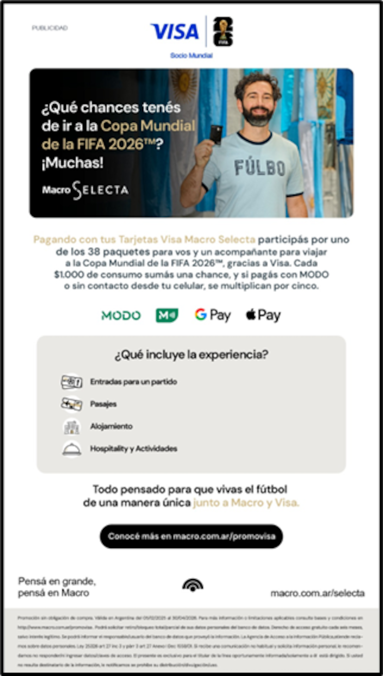 Banco Macro y Visa te llevan a la Copa Mundial FIFA 2026