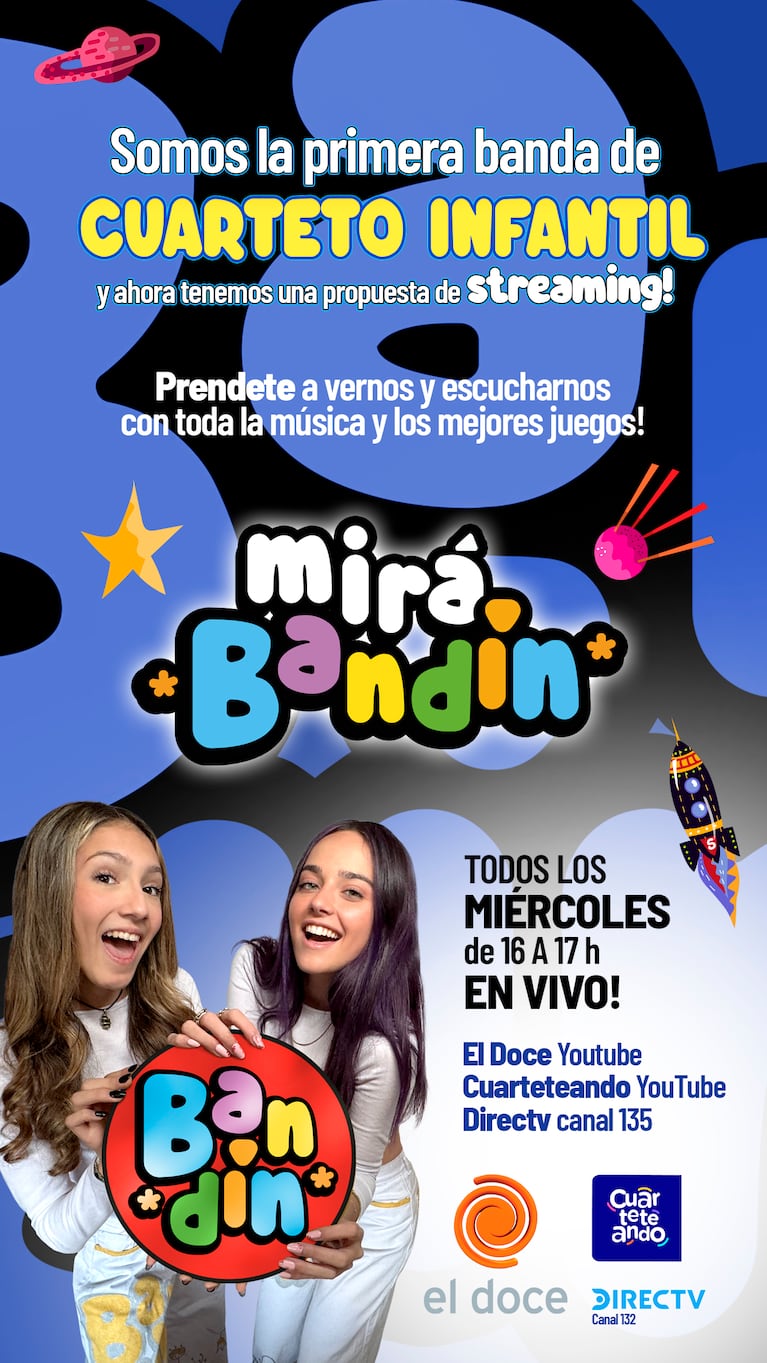 Bandín, la primera banda de cuarteto infantil, llega a El Doce Stream