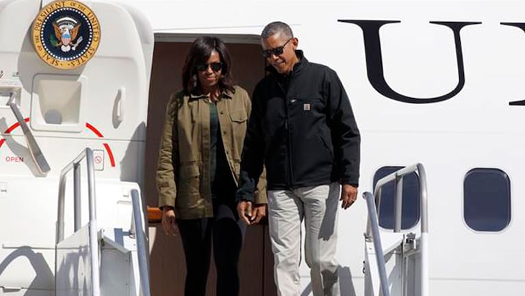 Barack Obama y la primera dama, Michelle, cuando llegaron a Bariloche. Foto: La Nación.