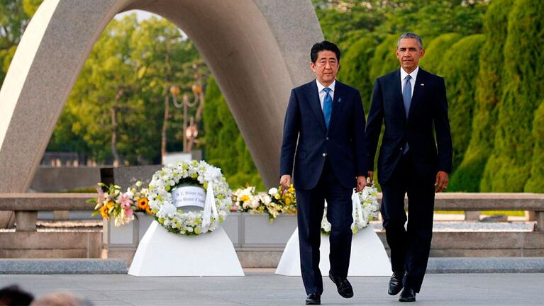Barack Obama y Shinzo Abe en Hiroshima.