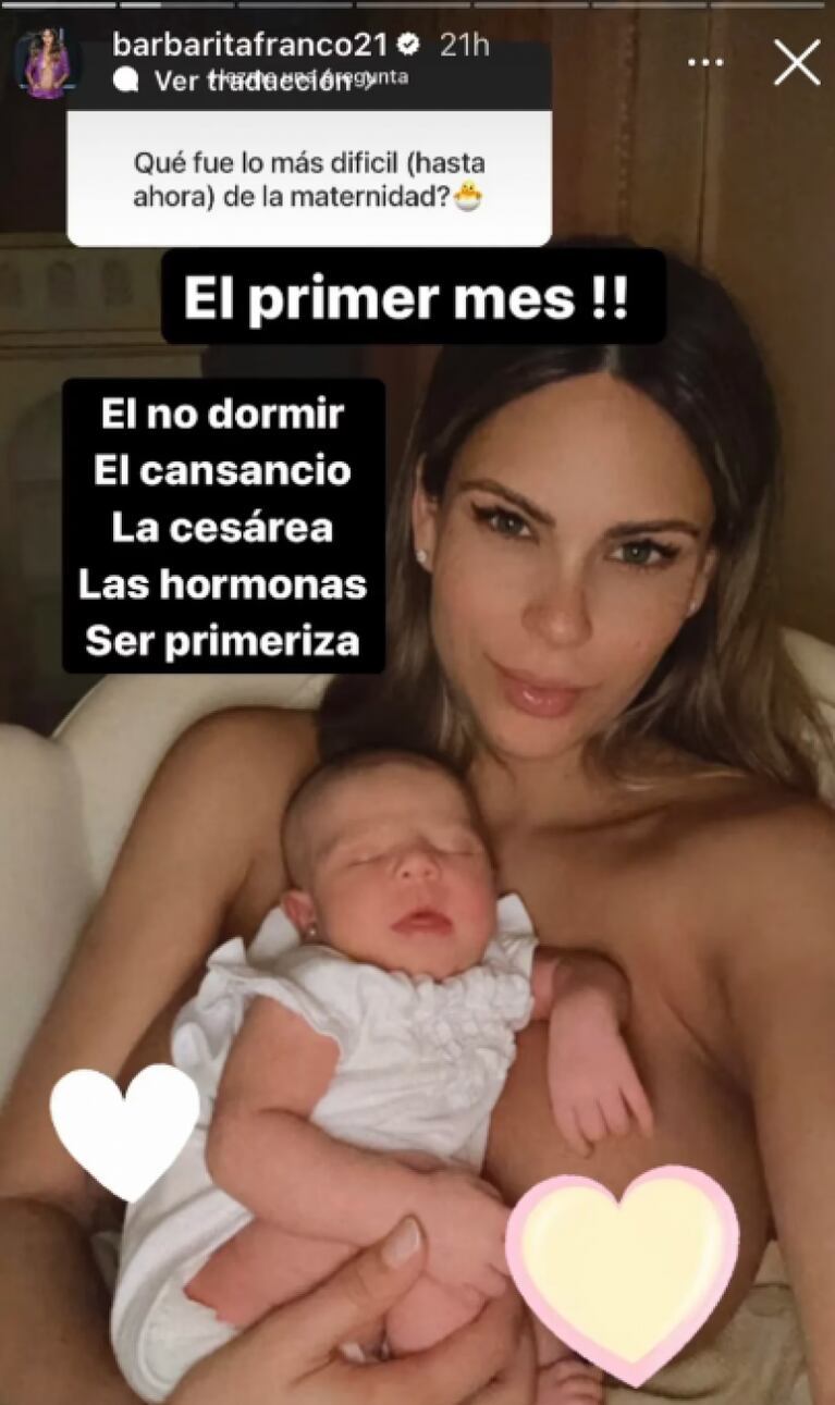 Barby Franco enumeró qué fue lo que más le costó de la maternidad