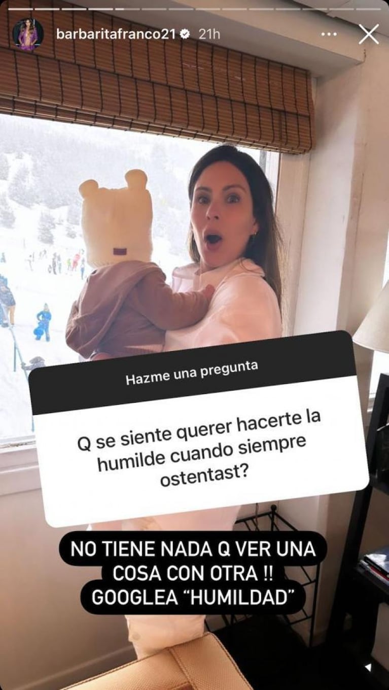 Barby Franco publicó una foto retro con Burlando y cruzó a un seguidor que la acusó de ostentar