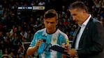 Bauza dando indicaciones a Paulo Dybala