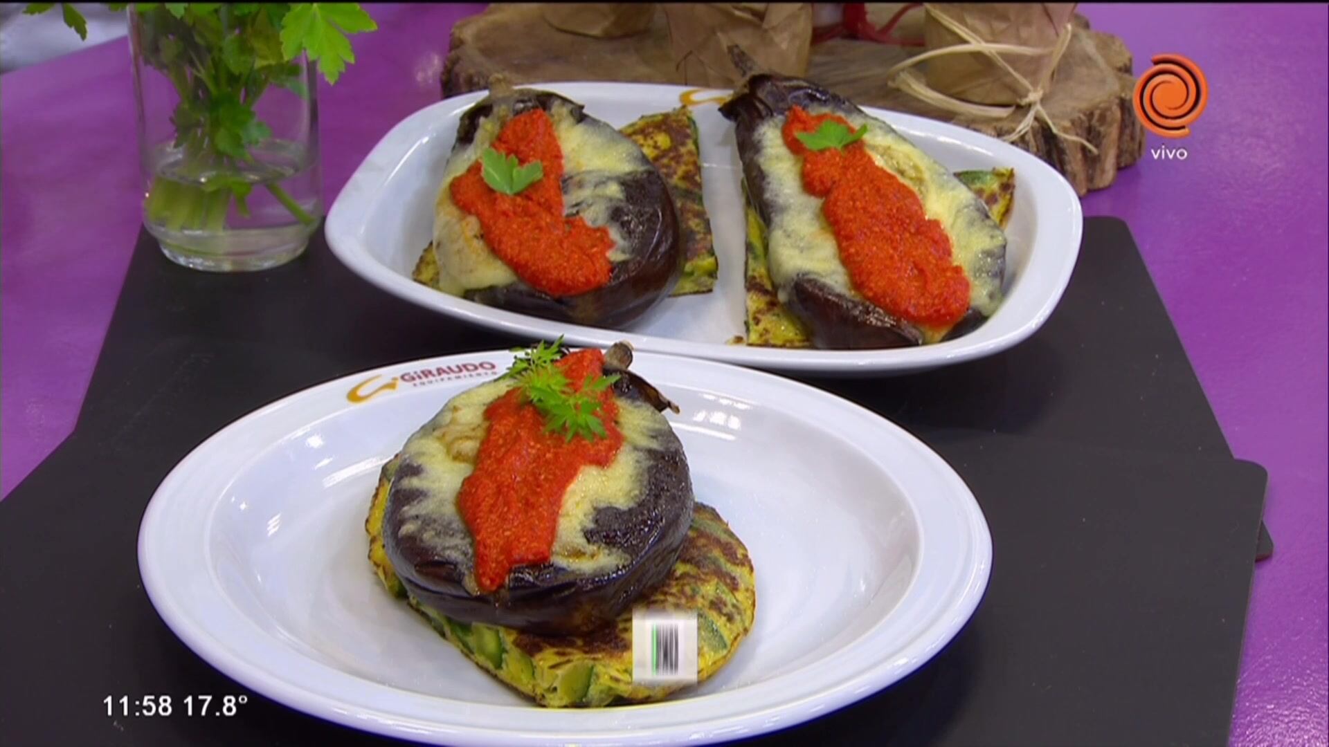 Berenjenas a la suiza con tortilla de zapallitos
