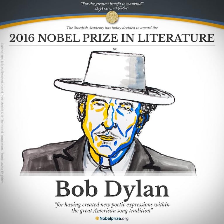 Bob Dylan es el Premio Nobel de Literatura 2016
