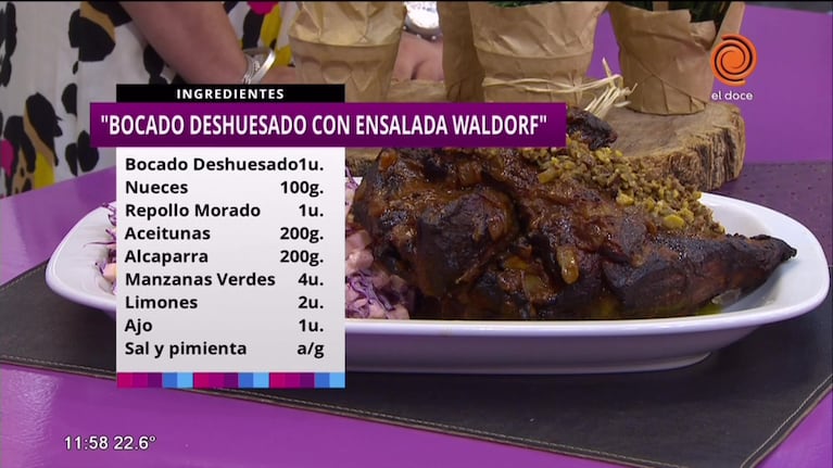 Bocado deshuesado con ensalada Waldorf