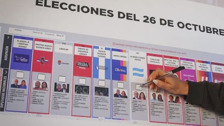 Boleta de las elecciones del 26 de octubre.