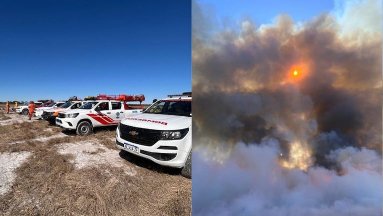 Bomberos combaten un incendio al norte de Devoto.