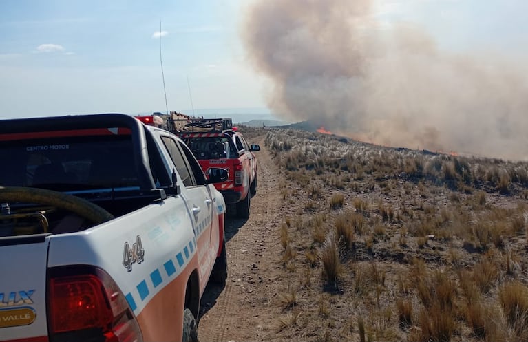 Bomberos combaten un incendio forestal cerca de Villa de Soto (Prensa Provincia).