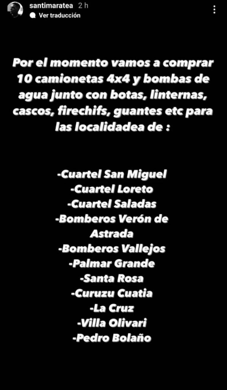 Bomberos de Corrientes grabaron un video para agradecerle a Santi Maratea