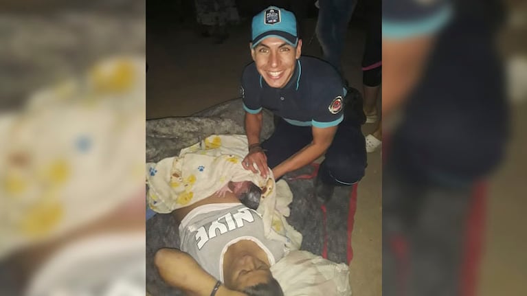 Brian Portela, el agente que intervino en el parto. Foto enviada a El Doce y Vos.