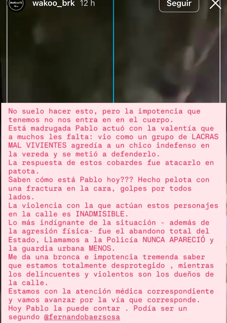 Brutal golpiza a un comerciante cordobés que quiso separar una pelea frente a su local: el video