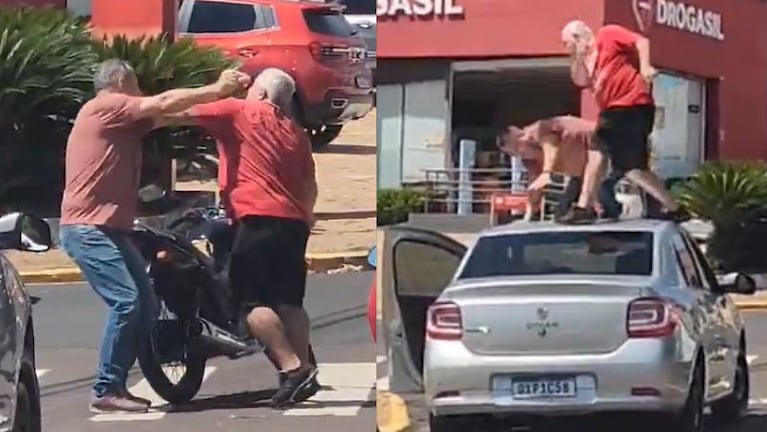 Brutal pelea de tránsito en Presidente Prudente, Brasil.