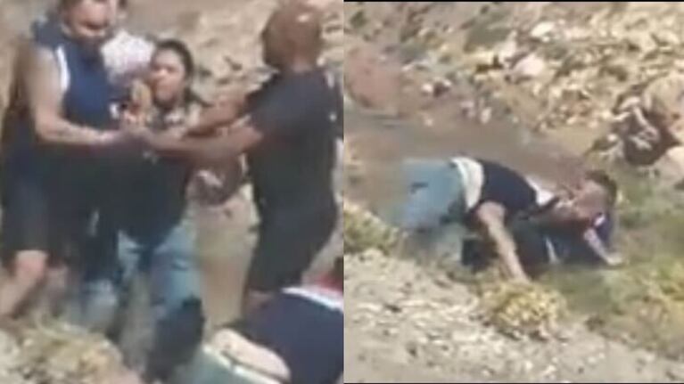 Brutal pelea en el Paso Cristo Redentor: un grupo de personas se agarró a piñas porque se intentaron colar en la fila de autos. (Video: Gentileza Mendoza Online)