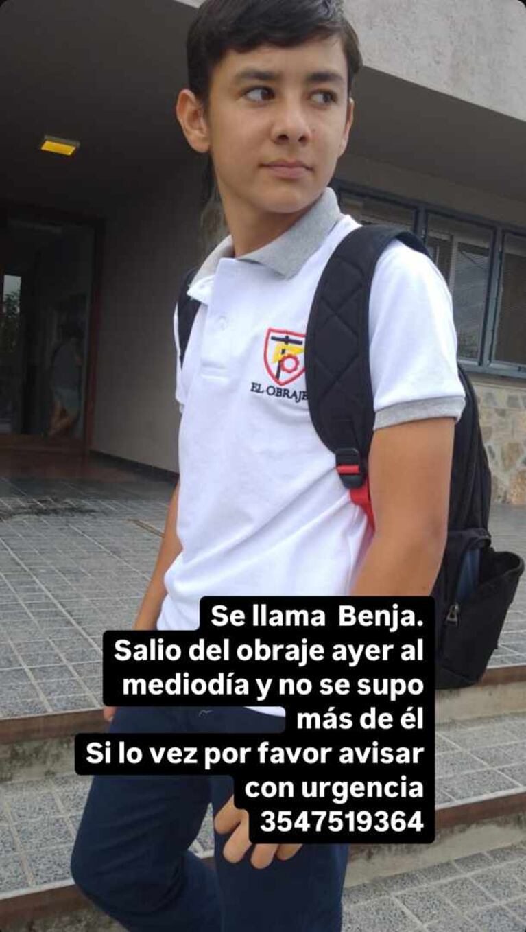 Buscan a un chico de 13 años que desapareció el lunes cerca de su escuela en Alta Gracia