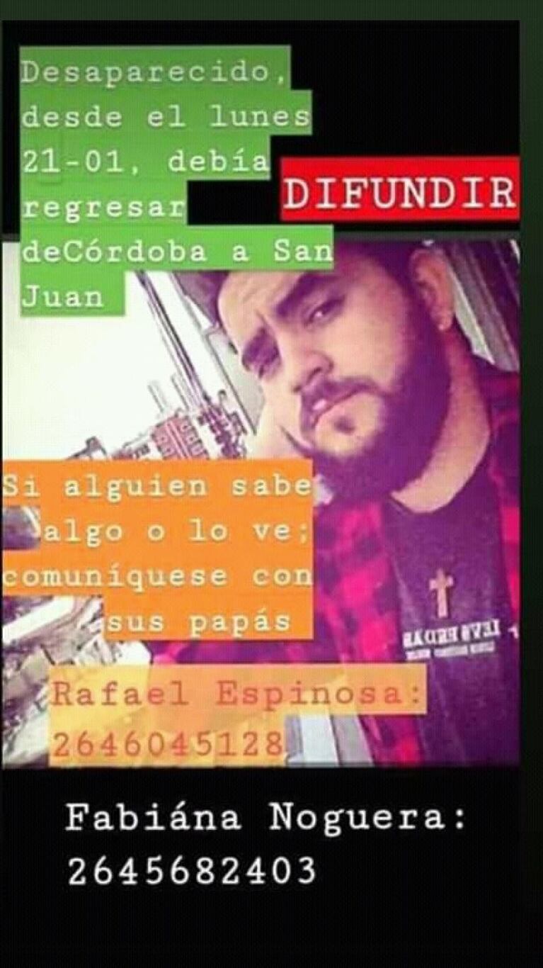 Buscan a un sanjuanino que se comunicó por última vez desde Córdoba