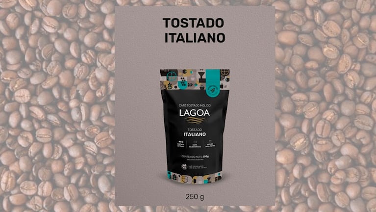 Café tostado molido Lagoa (tostado italiano) de 250 gramos.