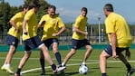 Cagna, Palermo y Abbondanzieri entrenando en el predio de Juventus. Fotos: Juventus.com