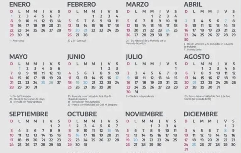 Calendario de feriados 2023: habrá cuatro fines de semana XXL