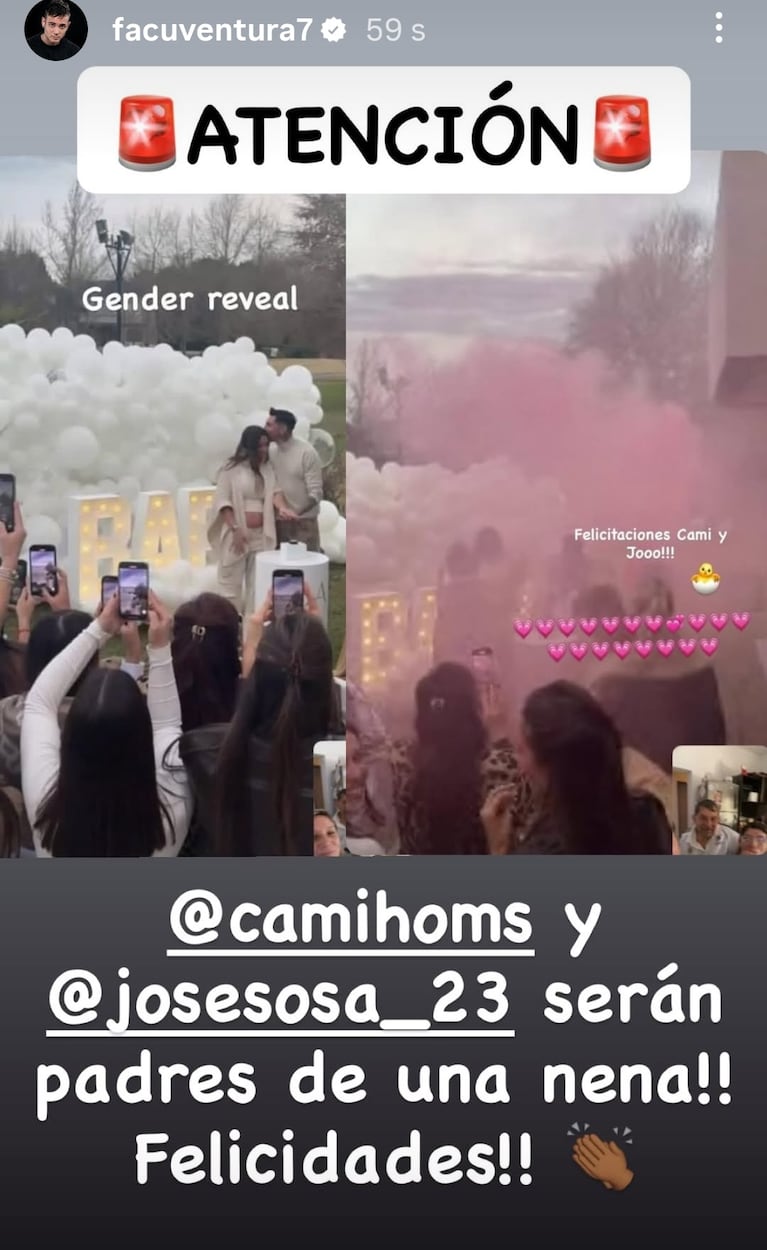 Cami Homs y el Principito Sosa confirmaron que esperan su primer bebé y revelaron el sexo 