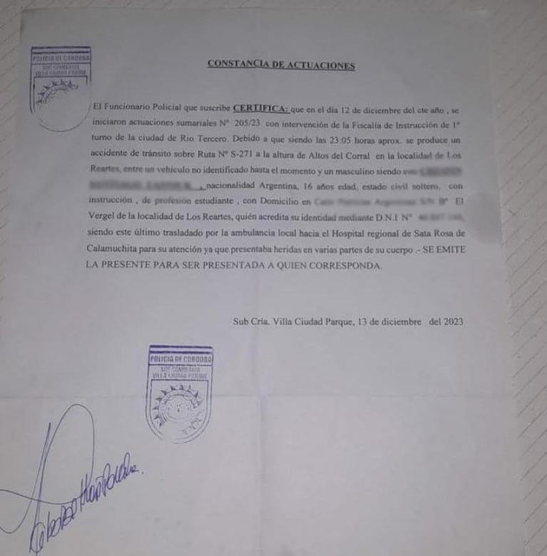 Caminaba a su casa, lo atropellaron al lado de la ruta y huyeron