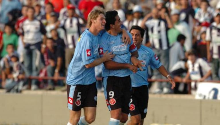 Campodónico, en el último clásico que Belgrano le ganó a Talleres de manera oficial.