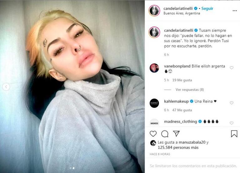 Cande Tinelli se tiñó de rubia en su casa y se arrepintió: "Puede fallar"