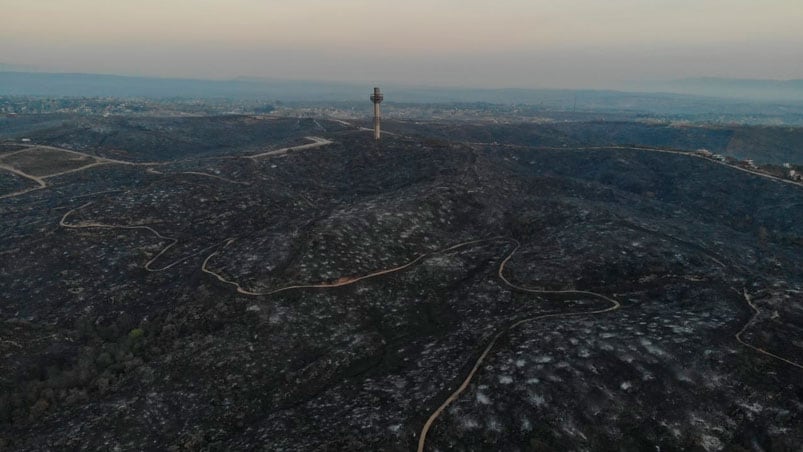 Carlos Paz y alrededores, desde el aire tras el incendio. / Foto: GP Soluciones